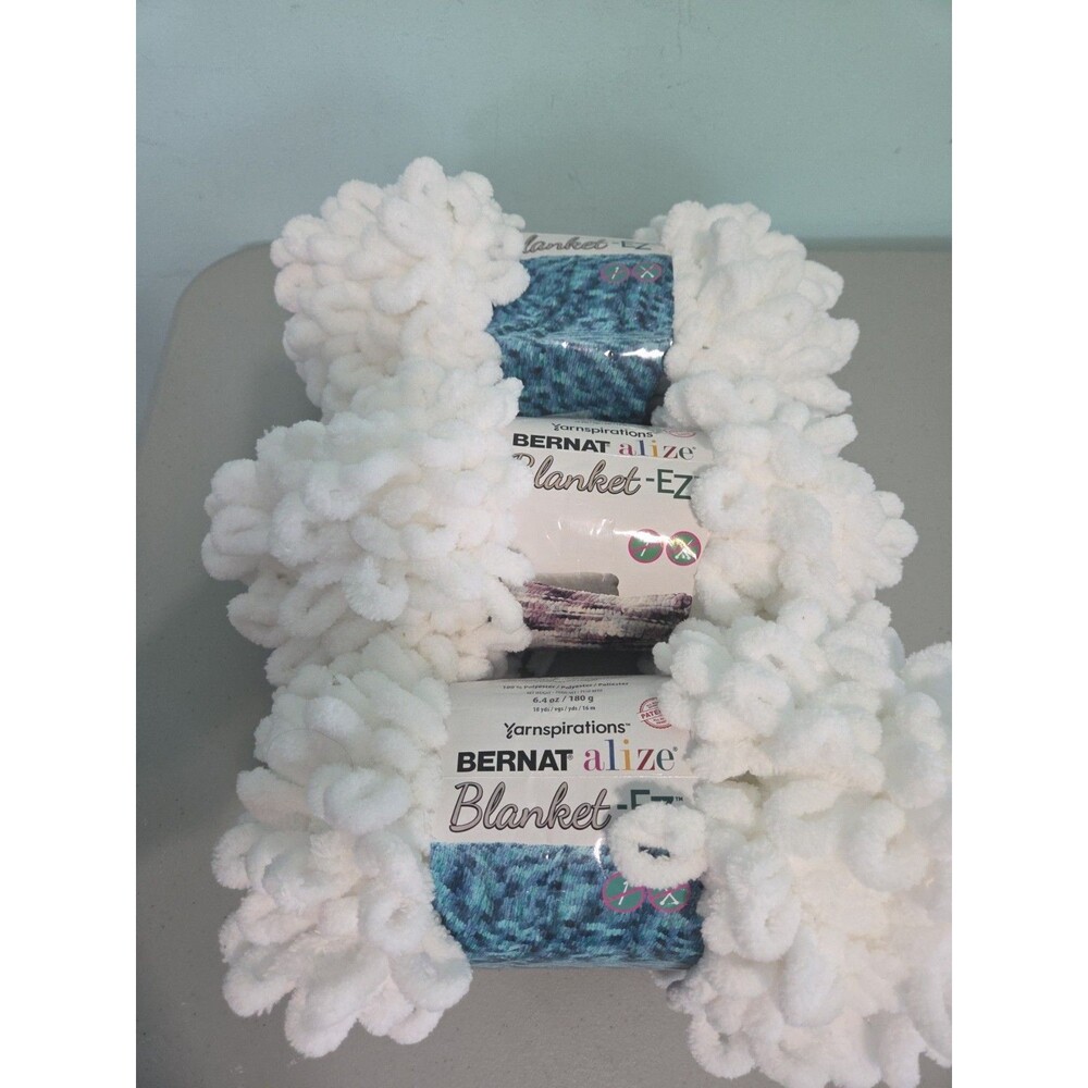 New 3 BERNAT ALIZE BLANKET-EZ YARN ~ 3 CREAM SKEINS ~ 18 YDS/EACH -FINGER KNIT